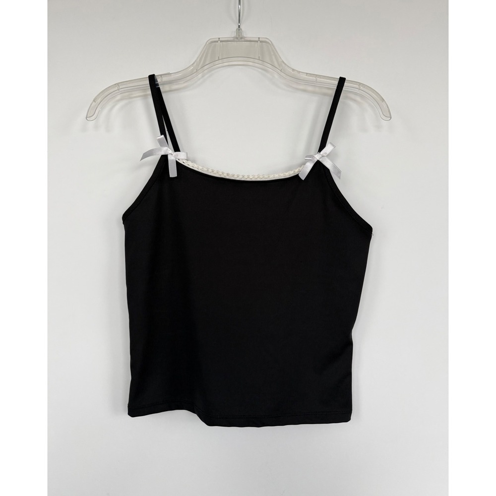 Noisy May Singlet Ribbon Top Black White Lace Bow Camisole S CoquetteBabydoll